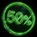 Neon-gr&uuml;nes Kreis-Badge mit 50 Prozent f&uuml;r dritten Roby Casino Bonus