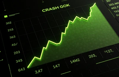 Crash-Game-Diagramm mit neon-gr&uuml;ner Aufw&auml;rtslinie auf schwarzem Hintergrund bei Roby Casino