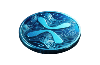Ripple XRP Token mit neon-blauen Wellenmustern auf dunklem Karbonfaser-Untergrund bei Roby Casino Krypto-Zahlung