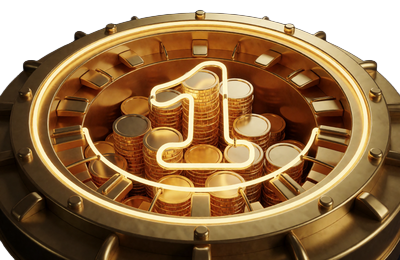 Goldenes neon-leuchtendes Jackpot-Gew&ouml;lbe als Spielkategorie-Icon bei Roby Casino