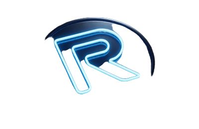 Revolut Fintech-Logo mit neon-blauem Umriss auf dunklem Karbonfaser-Untergrund bei Roby Casino Zahlungsmethoden